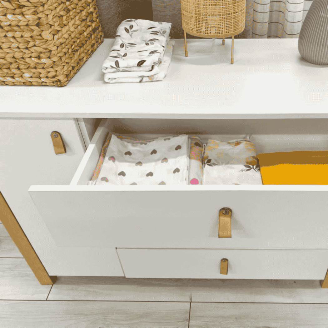 Dětská komoda Zukko Gekko Kids, 120x50x85cm, Bílá / Přírodní Buk